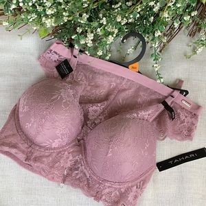 NWT Tahari Women’s Shadow Pink Lace Bra & Panty Set Size 36B / Medium